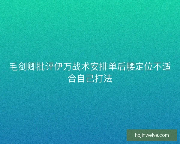 毛剑卿批评伊万战术安排单后腰定位不适合自己打法